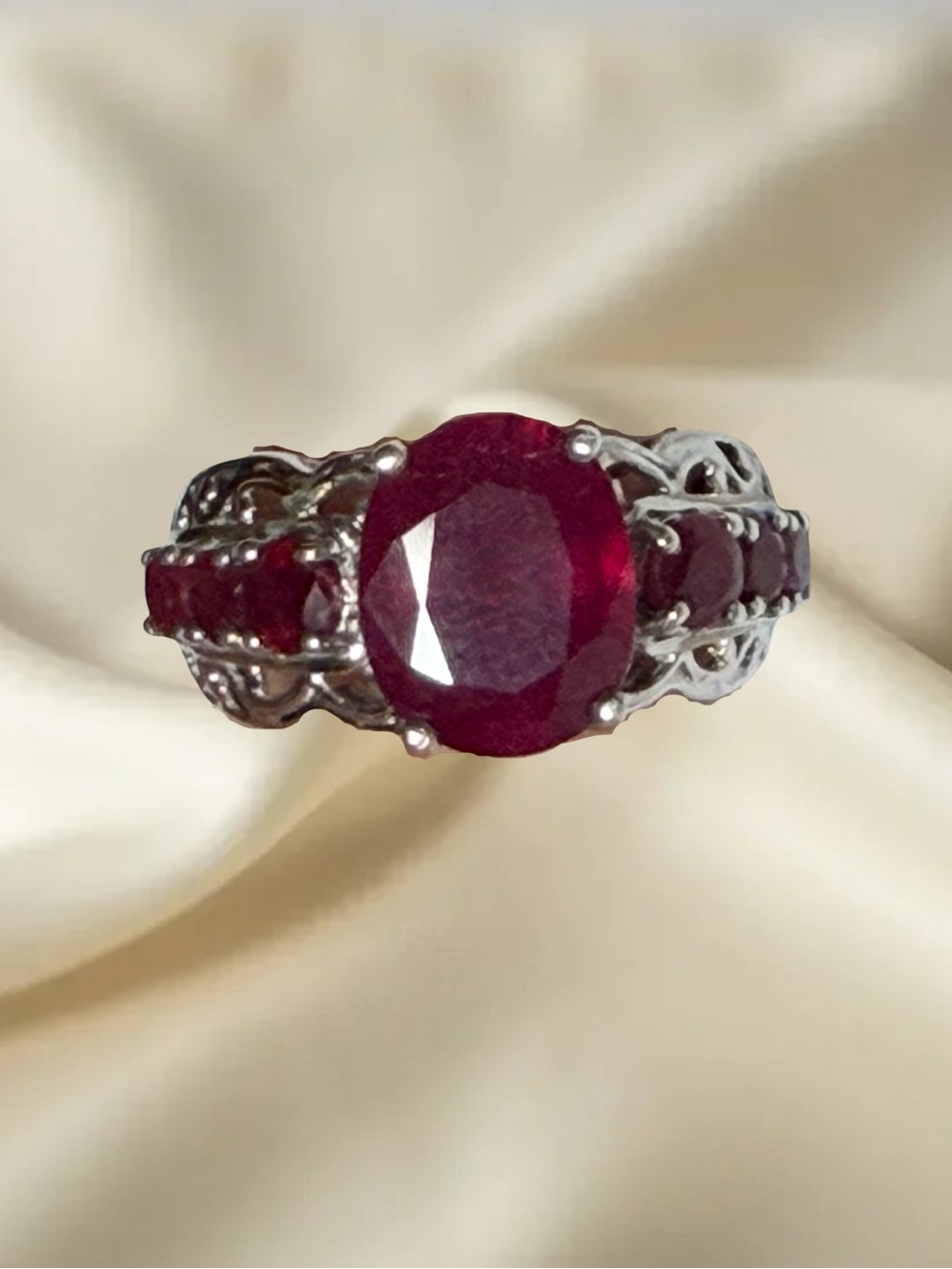 Chuck Clemency STS Sterling Silver Genuine Ruby Ring Size 6